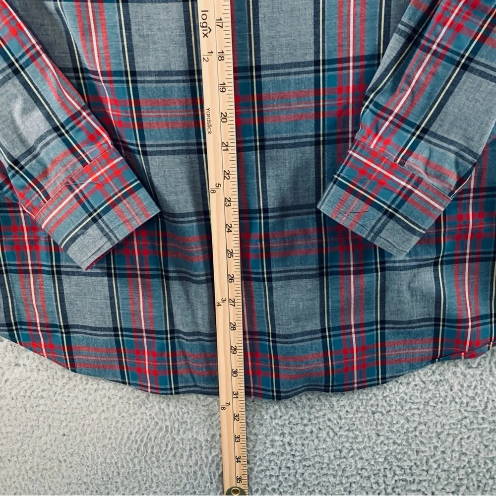 J.Crew Shirt Mens Long Sleeve Button Up 2-Ply 100% Cotton Plaid Gray L (16-16.5)